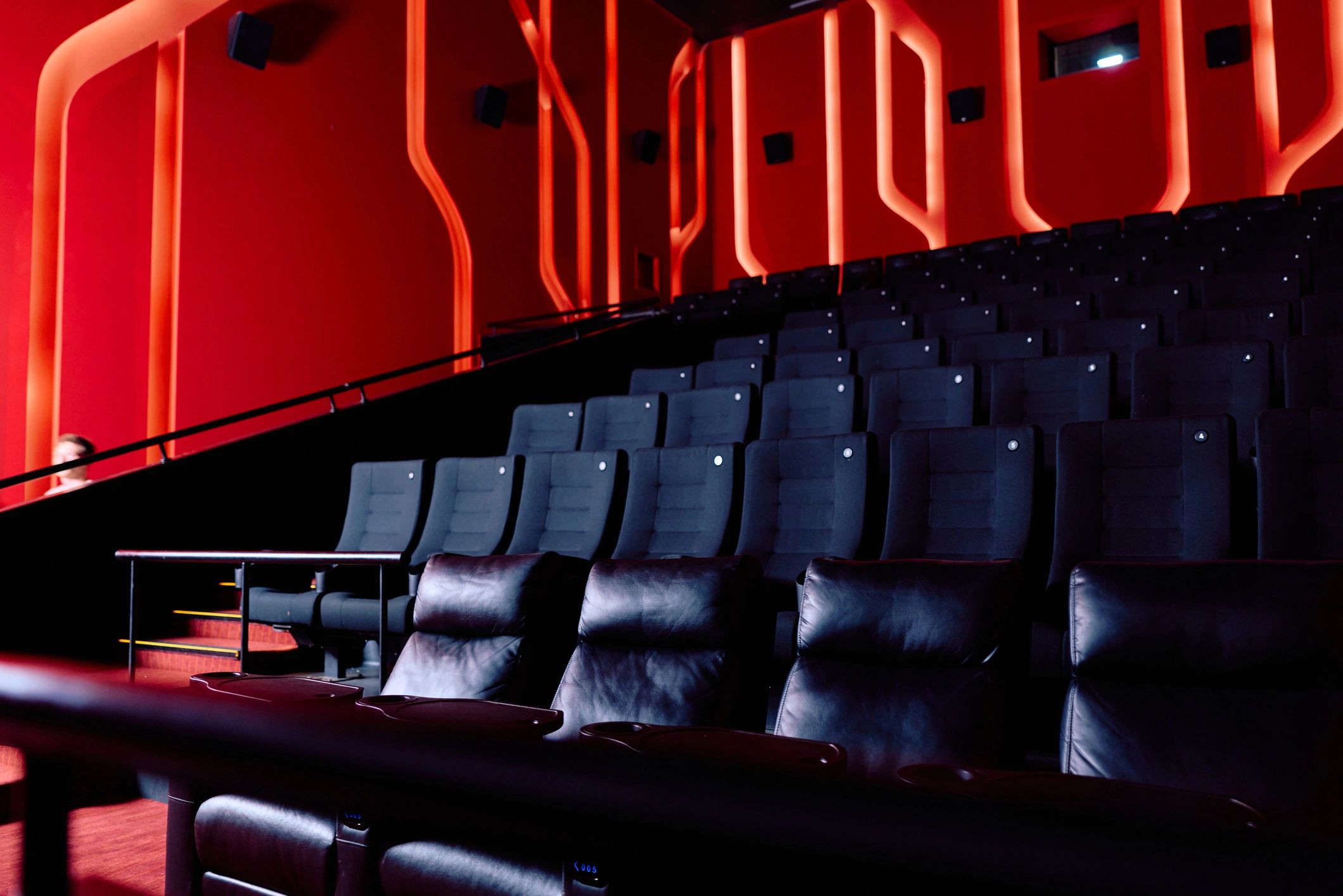 Cinematic production environment with red lighting